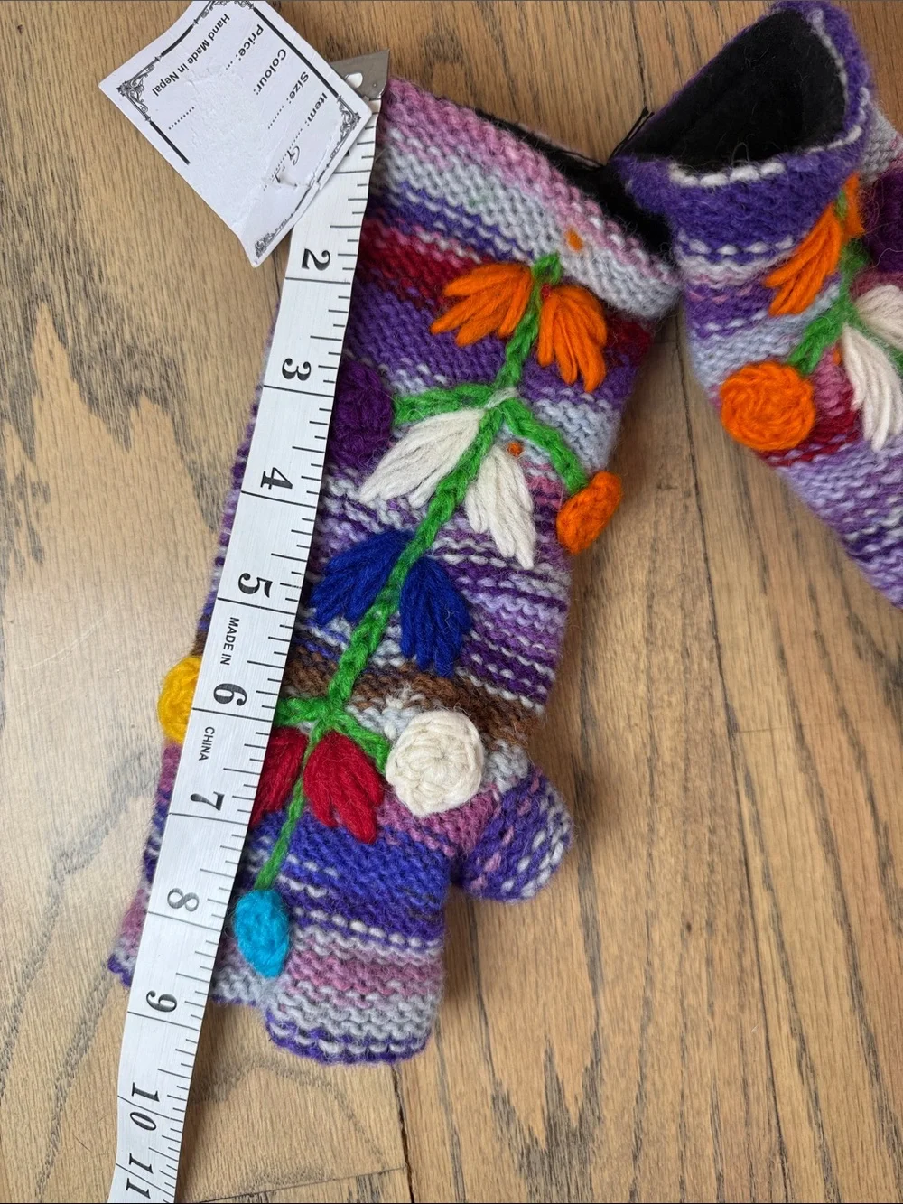 NWT Artisan Womens Colorful Warm Winter Wool Hand Knit Crochet Fingerless Gloves
